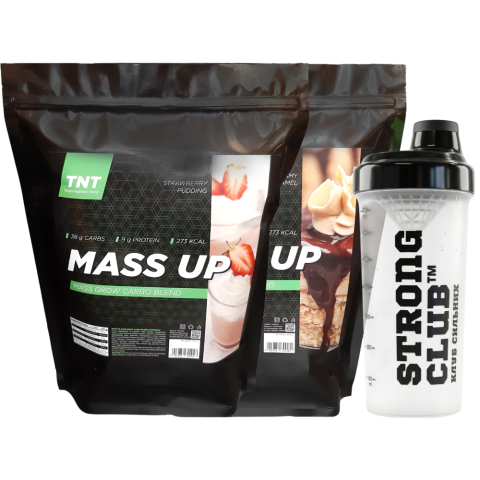 Комплект: Гейнер Mass Up TNT Nutrition 5 кг (2,5+2,5) + Шейкер