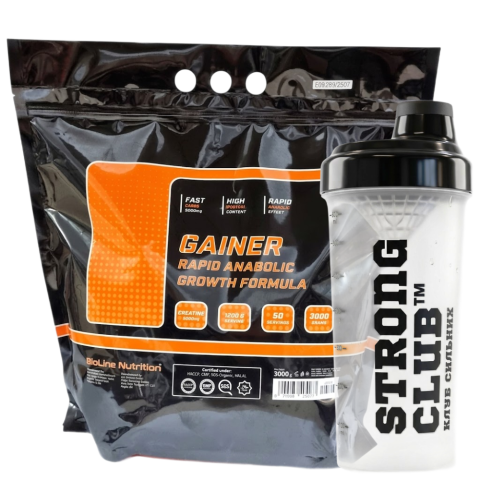 Комплект: Гейнер Rapid Anabolic Bioline Nutrition 3 кг + Шейкер