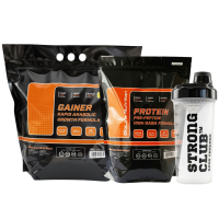 Комплект: Протеин High Gaba 2 кг + Гейнер Rapid Anabolic 3 кг + Шейкер Bioline Nutrition