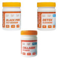 Комплект: Жиросжигатель Black Fire + Очищение организма Detox + Коллаген BioLine Nutrition
