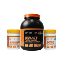 Комплект: Изолят High Gaba Formula 1,5 кг + Жиросжигатель Black Fire + Очищение Detox Bioline