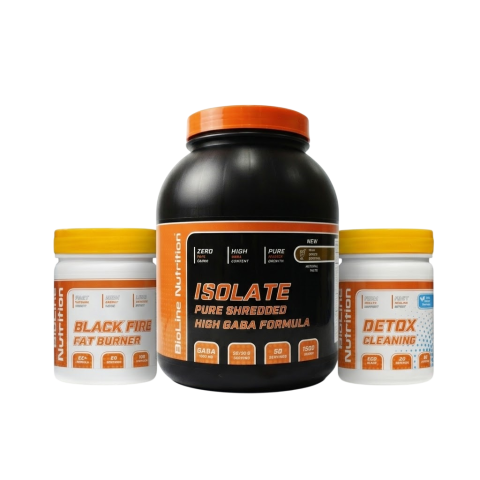 Комплект: Изолят High Gaba Formula 1,5 кг + Жиросжигатель Black Fire + Очищение Detox Bioline