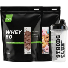Комплект: Протеин Whey 80 TNT Nutrition 4 кг (2+2) + Шейкер