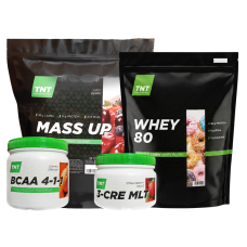 Комплект: Протеин 2 кг + Гейнер 2,5 кг + BCAA 0,5 кг + Креатин 0,3 кг TNT Nutrition