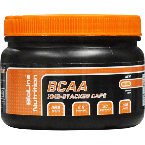 Аминокислоты HMB-Stacked BCAA 2:1:1 Bioline Nutrition 300 капсул