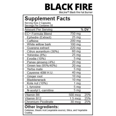 Жиросжигатель Black Fire Fat Burner BioLine Nutrition 100 капсул