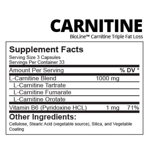 Жиросжигатель Carnitine Triple Fat Loss BioLine Nutrition 100 капсул